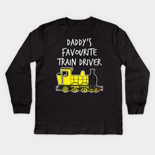 Daddy's Favourite Train Driver Kids Steam Engine (Yellow) Kids Long Sleeve T-Shirt